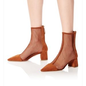 Aquazzura SAINT HONORE Mesh panel ankle Bootie boots rusty brown 38 / 8 box incl
